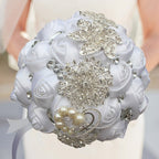 Bridal Crystal Rhinestone Satin Wedding Bouquet image 0