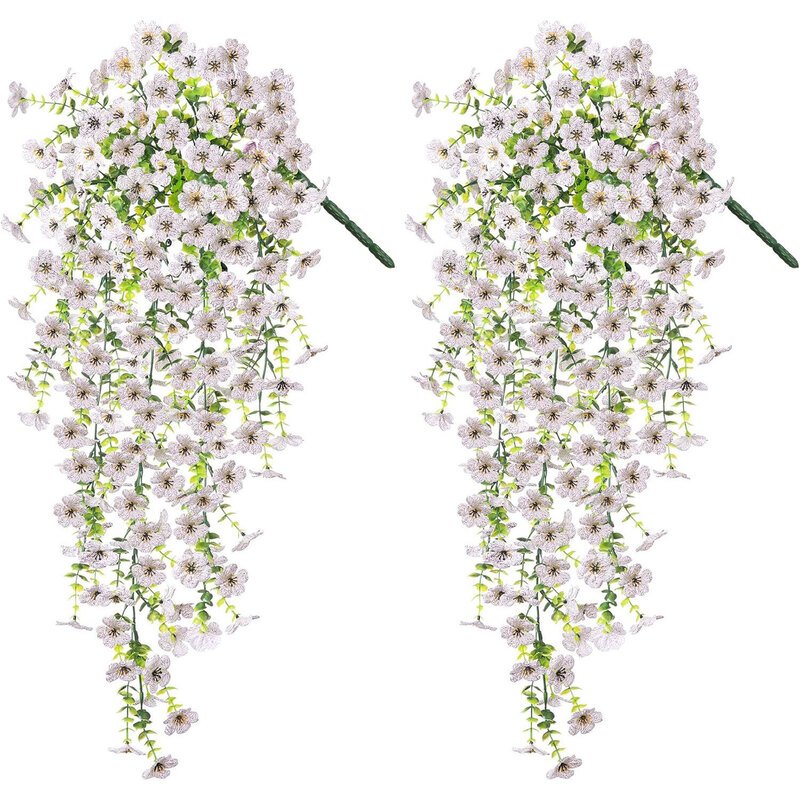 2-Piece Purple Artificial Hanging Flower Vines - White image