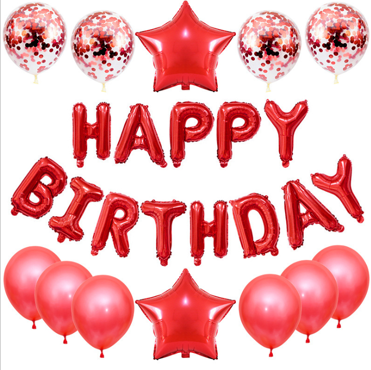 25-Piece Happy Birthday Foil Balloon Decoration Set - red image