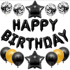 25-Piece Happy Birthday Foil Balloon Decoration Set - black image