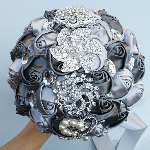 Bridal Crystal Rhinestone Satin Wedding Bouquet image 11