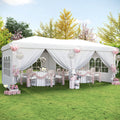 3x6m Pop Up Party Gazebo with 6 Sidewalls, Instant 10x20ft Canopy Tent, Waterproof & UV Protected for Outdoor Events & Weddings - White