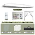 3x6m Pop Up Party Gazebo with 6 Sidewalls, Instant 10x20ft Canopy Tent, Waterproof & UV Protected for Outdoor Events & Weddings - White