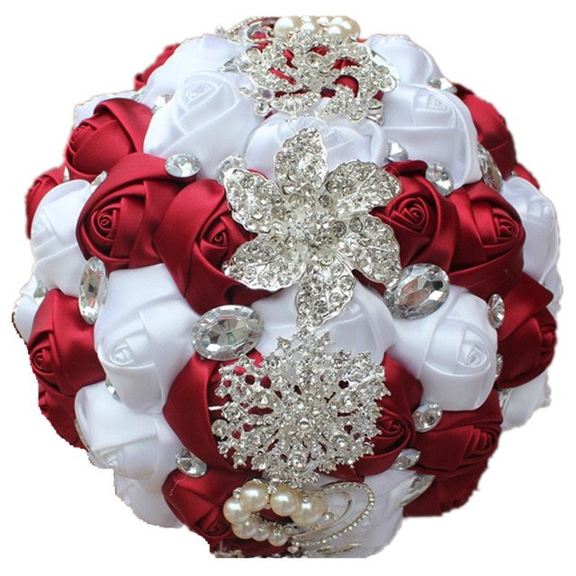 Bridal Crystal Rhinestone Satin Wedding Bouquet image 2