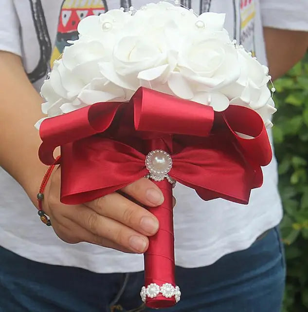 Handmade PE Foam Rose Wedding Bouquet - 18cm image 5