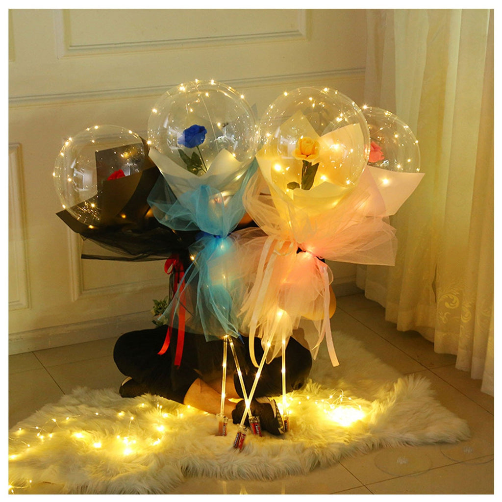 LED Luminous Rose Bobo Balloon Bouquet DIY Gift Kit image 3