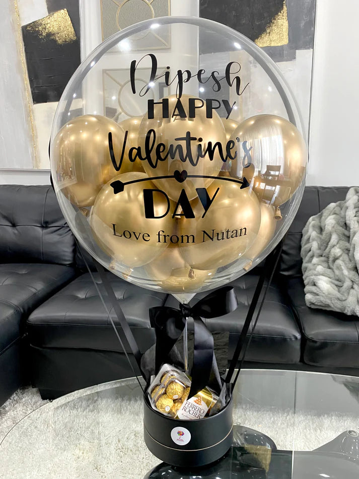 Personalized Black and Gold Hot Air Balloon Chocolate Gift Box image 0