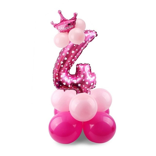 DIY Foil Number Balloon Pillar Kit with Crown - 4Pink image
