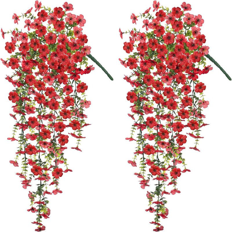 2-Piece Purple Artificial Hanging Flower Vines - Red image