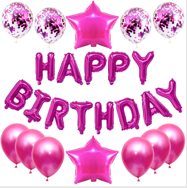 25-Piece Happy Birthday Foil Balloon Decoration Set - pink 2 image