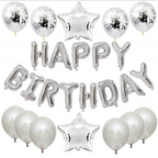 25-Piece Happy Birthday Foil Balloon Decoration Set - silver image