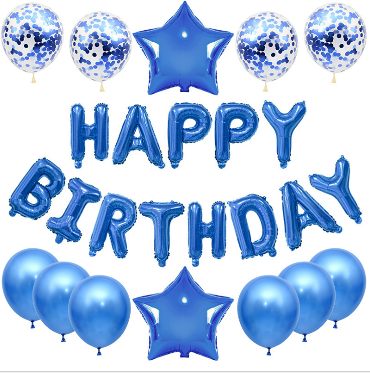 25-Piece Happy Birthday Foil Balloon Decoration Set - blue image