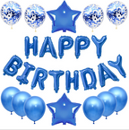 25-Piece Happy Birthday Foil Balloon Decoration Set - blue image