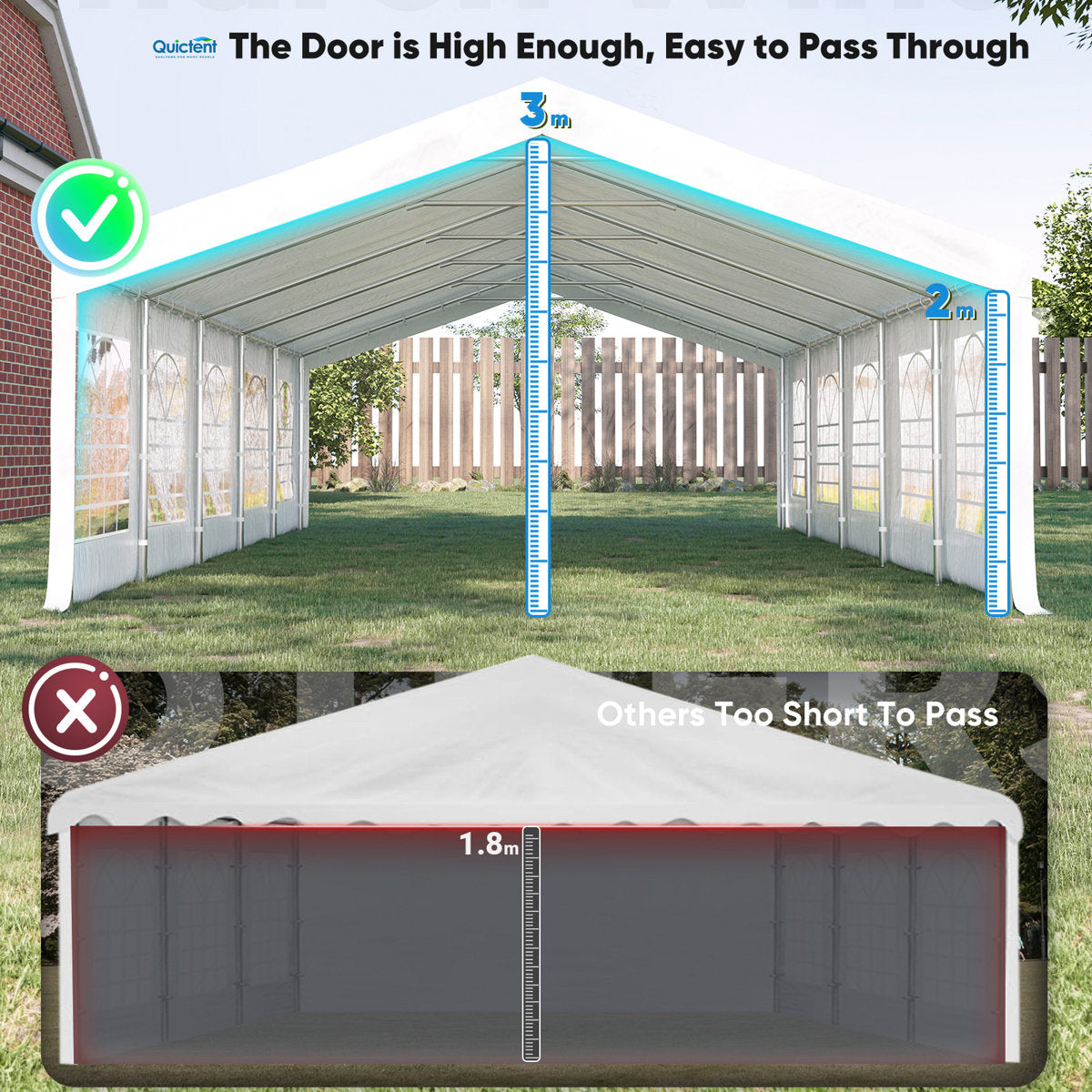 Quictent 5x10m (16x32ft) Party Tent Canopy, Heavy Duty Outdoor Event Shelter for Wedding, BBQ, Gathering with Storage Bags