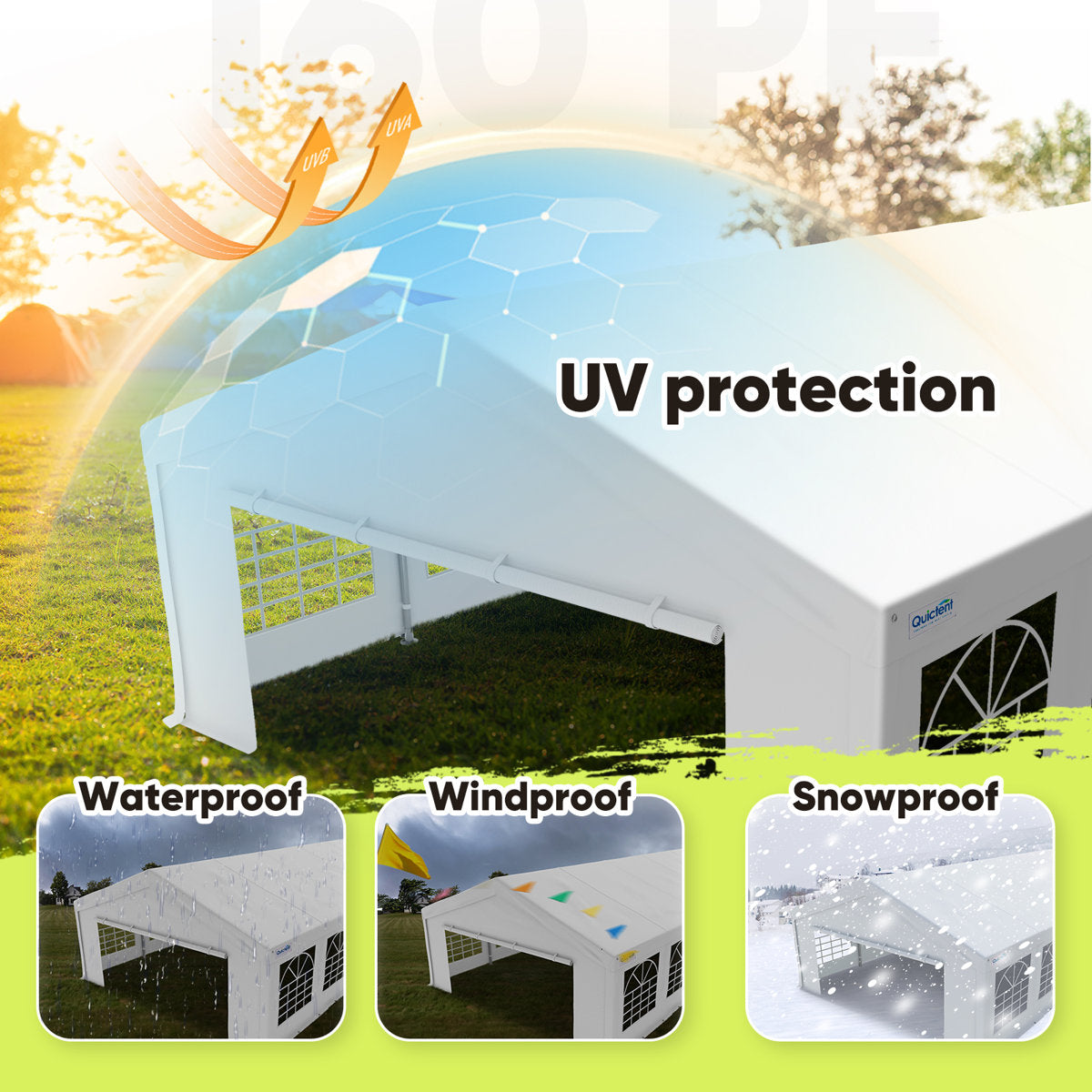 Quictent 5x10m (16x32ft) Party Tent Canopy, Heavy Duty Outdoor Event Shelter for Wedding, BBQ, Gathering with Storage Bags