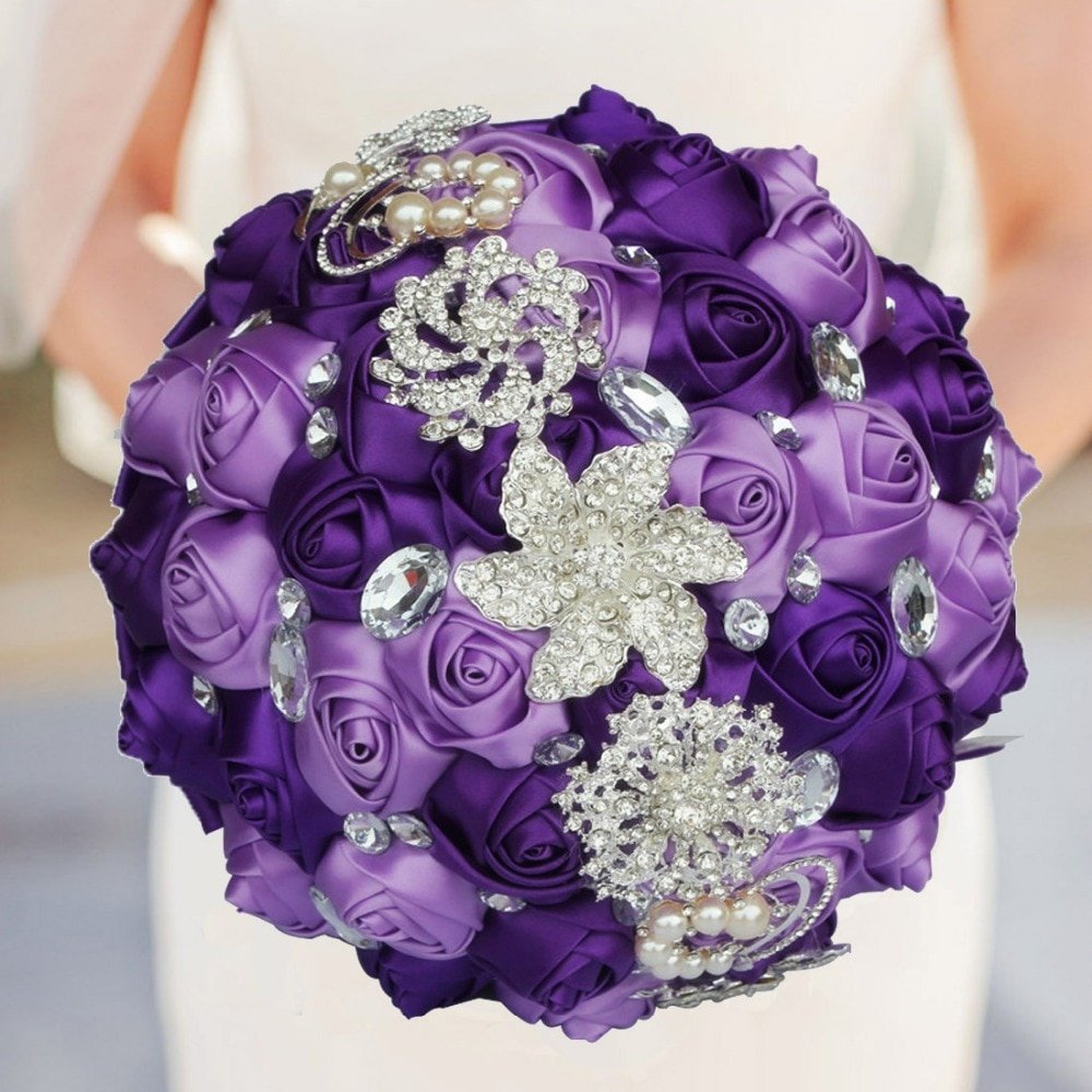Bridal Crystal Rhinestone Satin Wedding Bouquet image 4