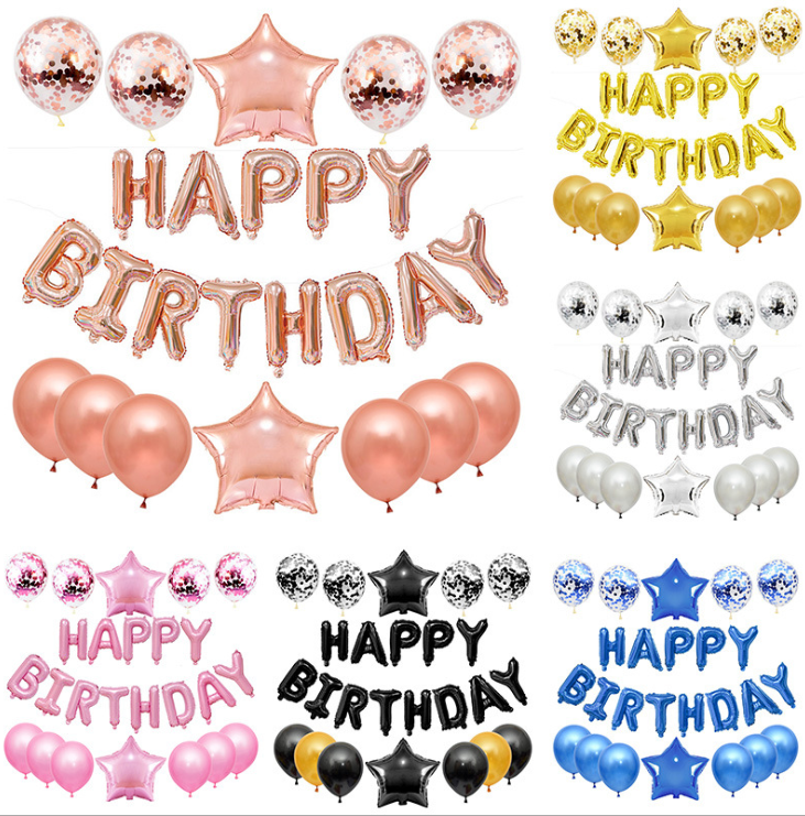 25-Piece Happy Birthday Foil Balloon Decoration Set image 0