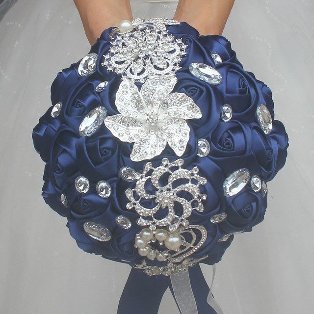 Bridal Crystal Rhinestone Satin Wedding Bouquet image 12