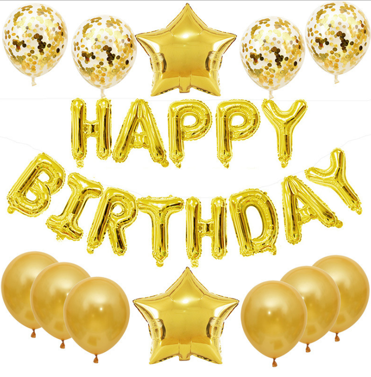 25-Piece Happy Birthday Foil Balloon Decoration Set - yellow image