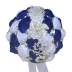 Bridal Crystal Rhinestone Satin Wedding Bouquet - 18cm royal blue image