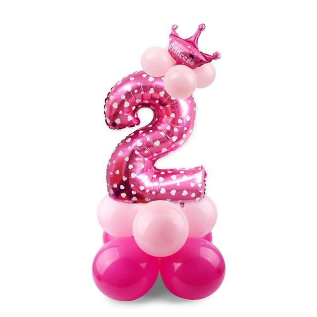 DIY Foil Number Balloon Pillar Kit with Crown - 2Pink image