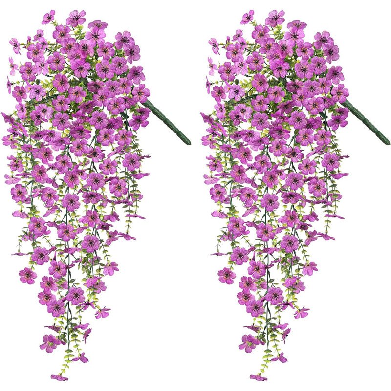 2-Piece Purple Artificial Hanging Flower Vines - Red - Purple image