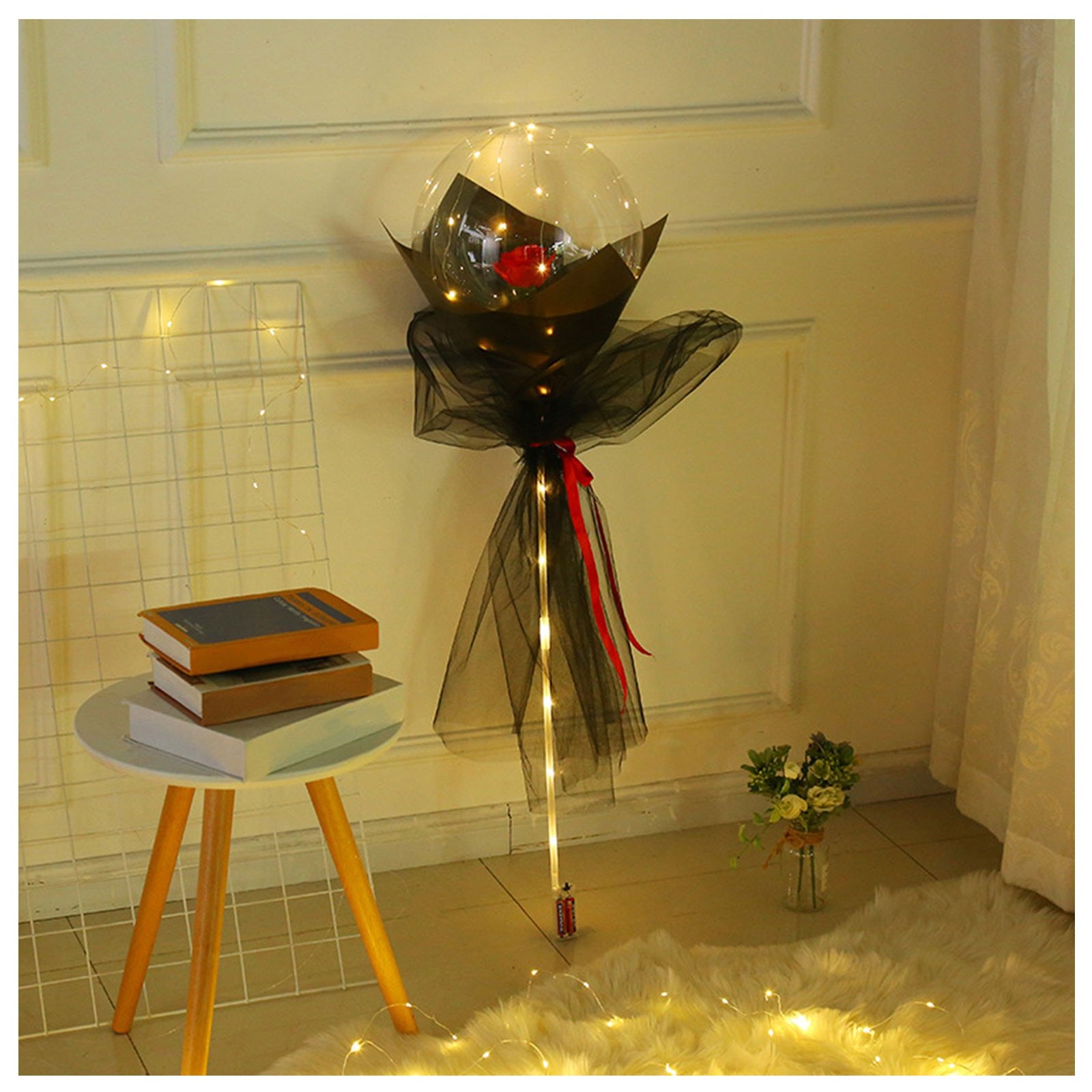 LED Rose Balloon Bouquet Luminous Bobo Ball Valentine Birthday Gift DIY Kit - Image 3