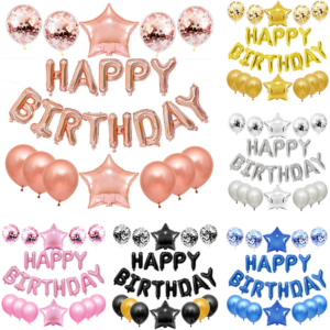 Happy Birthday Balloon Banner Set 25pcs Foil Letters Confetti Stars Party Kit